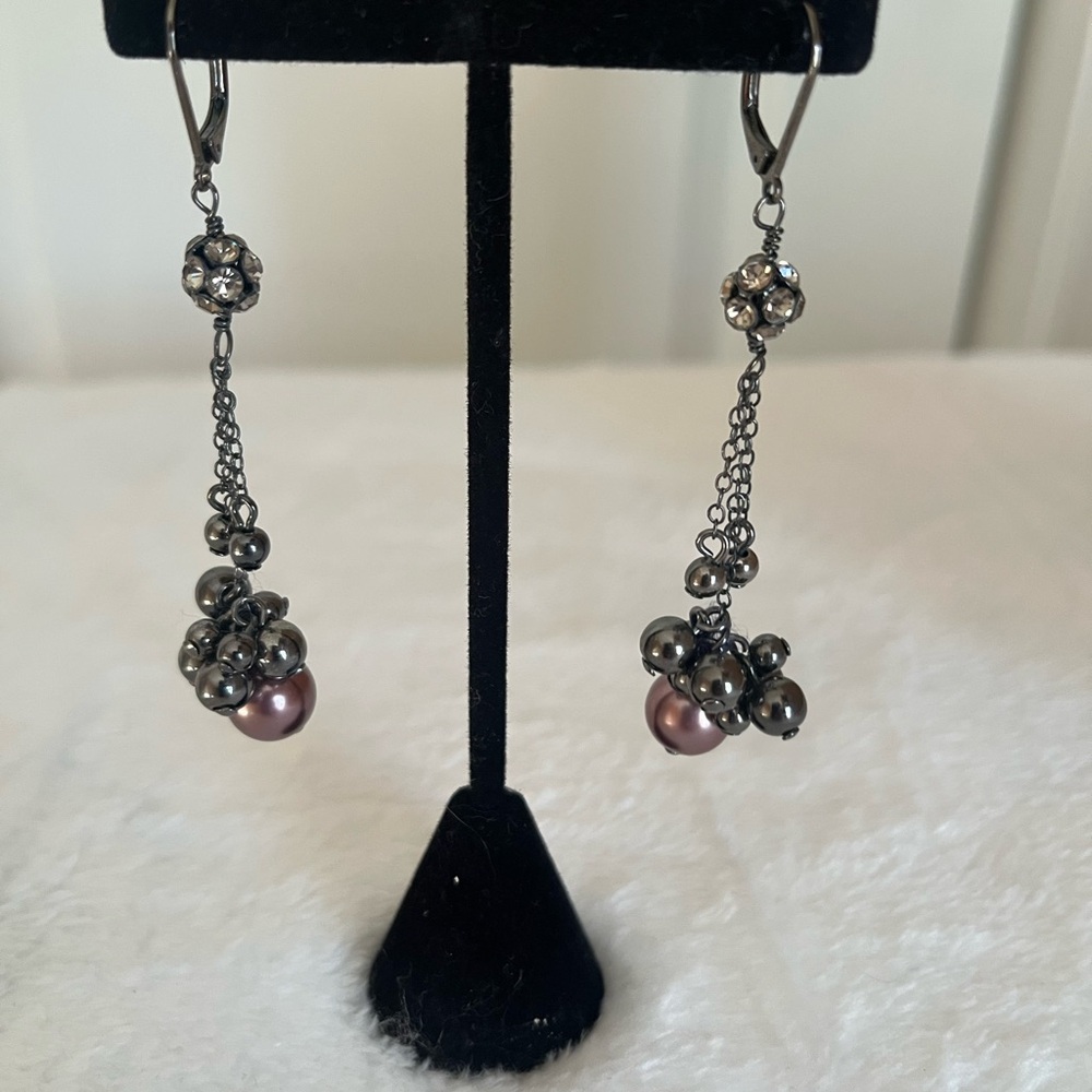 Elegant Silver and Purple Dangle Earrings